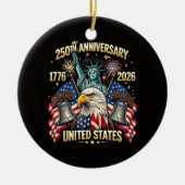 アメリカ独立250周年 1776-2026 アメリカ国旗 セラミックオーナメント (正面)