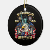 アメリカ独立250周年 1776-2026 アメリカ国旗 セラミックオーナメント (左)