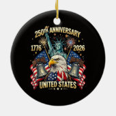 アメリカ独立250周年 1776-2026 アメリカ国旗 セラミックオーナメント (裏面)