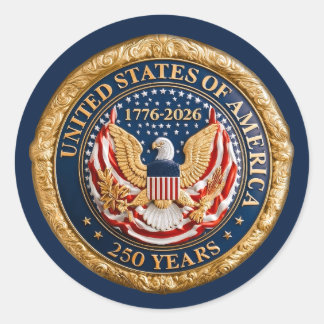 アメリカ独立250周年 1776-2026 アメリカ国旗 ハクトウワシ ラウンドシール