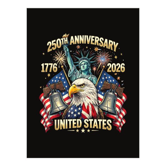 アメリカ独立250周年 1776-2026 アメリカ国旗 フォトプリント            (正面)