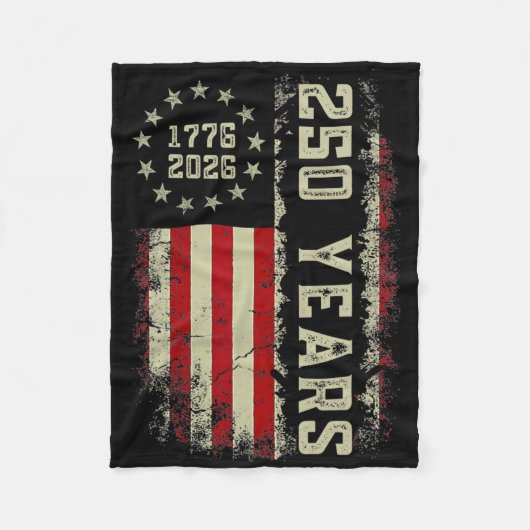 アメリカ独立250周年 1776 2026 アメリカ国旗 独立記念日 フリースブランケット (正面)