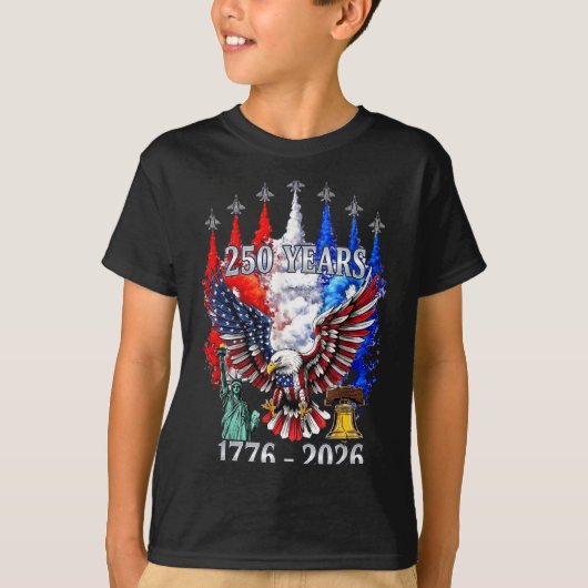 アメリカ独立250周年 1776-2026 アメリカ国旗 Tシャツ (正面)