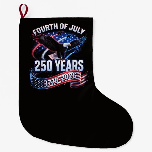 アメリカ独立250周年 1776-2026 アメリカ愛国 ラージクリスマスストッキング (正面)