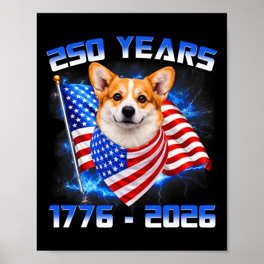 アメリカ独立250周年 1776 2026 コーギー 犬好き アメリカ ポスター (正面)