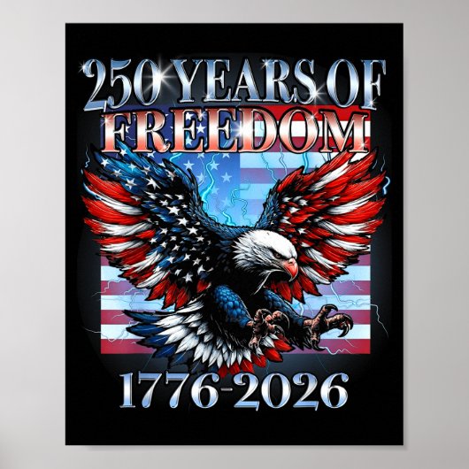 アメリカ独立250周年 1776-2026 ハクトウワシ アメリカ国旗 私 ポスター (正面)