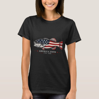 アメリカ独立250周年 1776-2026 フィッシングUSAフラグ Tシャツ