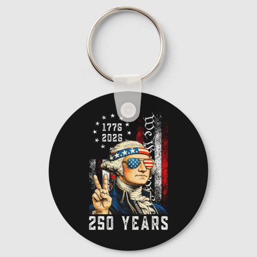 アメリカ独立250周年 1776 2026 ワシントン 7月4日 キーホルダー (正面)