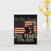 アメリカ独立250周年 1776 2026 ヴィンテージ アメリカ国旗 カード (黄色い花)