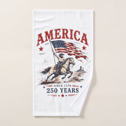 アメリカ独立250周年 1776 2026 愛国カウボーイ ハンドタオル (ハンドタオル)