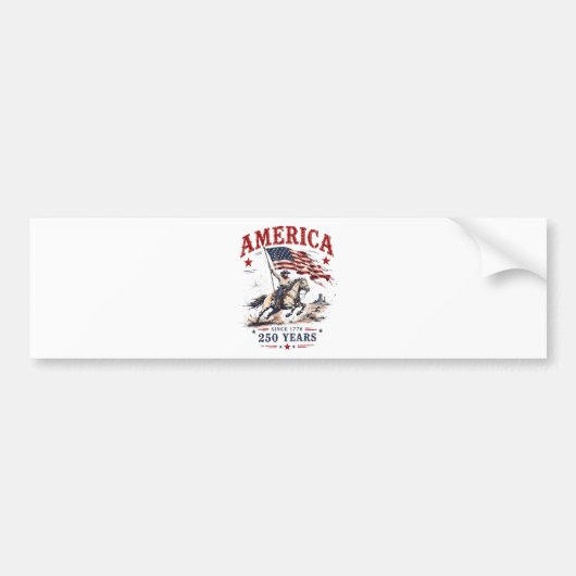 アメリカ独立250周年 1776 2026 愛国カウボーイ バンパーステッカー (正面)