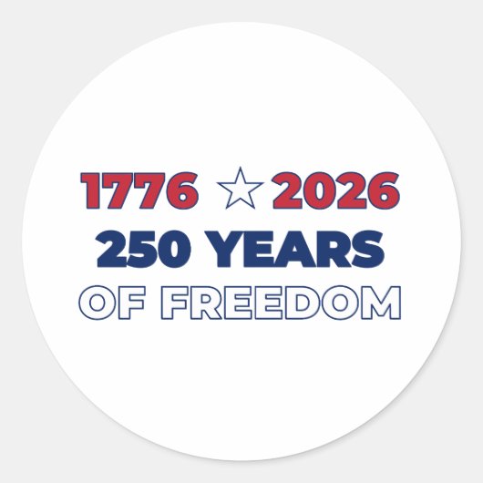 アメリカ独立250周年 1776 2026 愛国主義  ラウンドシール (正面)