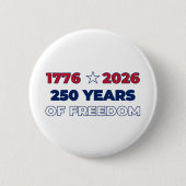 アメリカ独立250周年 1776 2026 愛国主義  缶バッジ (正面)