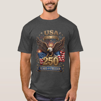 アメリカ独立250周年 1776-2026 愛国的なハクトウワシ Tシャツ
