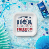 アメリカ独立250周年 1776-2026 愛国的な ペーパープレート (パーティー)