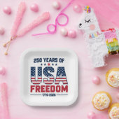 アメリカ独立250周年 1776-2026 愛国的な ペーパープレート (パーティー)