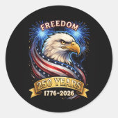 アメリカ独立250周年 1776-2026 愛国 アメリカン ラウンドシール (正面)