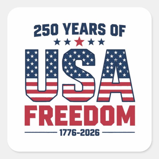 アメリカ独立250周年 1776-2026 愛国  スクエアシール (正面)
