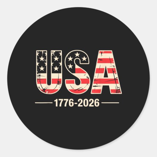 アメリカ独立250周年 1776 2026 愛国 ラウンドシール (正面)
