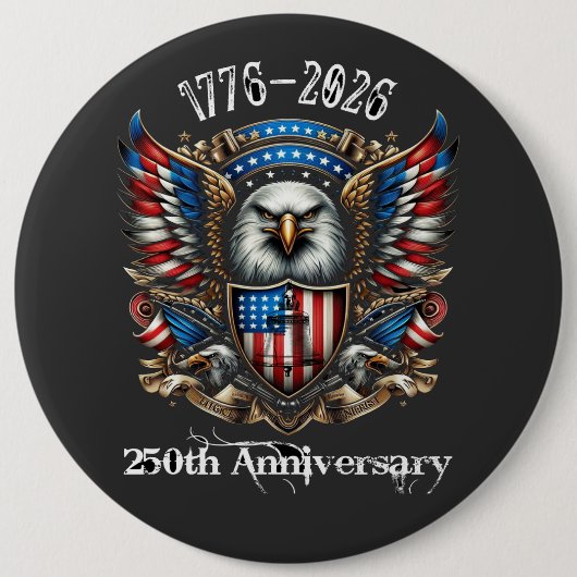 アメリカ独立250周年 1776 2026 缶バッジ (正面)