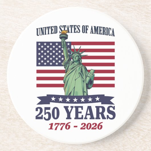 アメリカ独立250周年 1776-2026 自由の女神 コースター (正面)