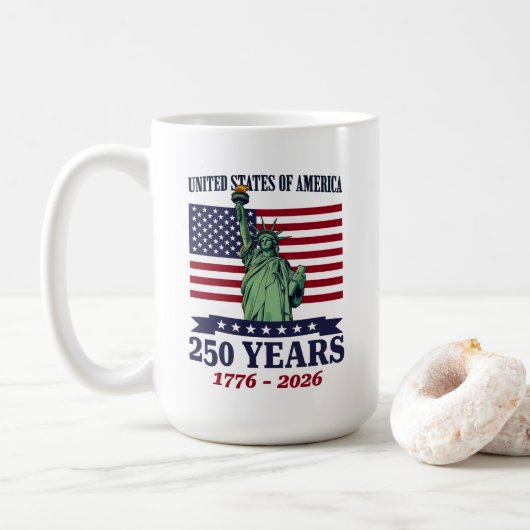 アメリカ独立250周年 1776-2026 自由の女神 コーヒーマグカップ (ドーナツ)