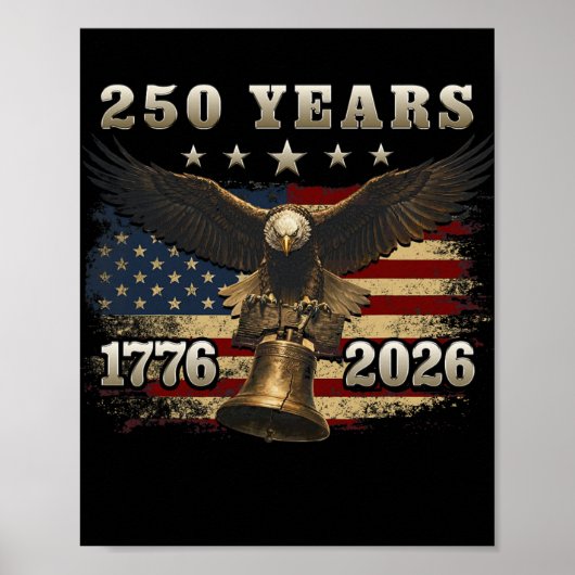 アメリカ独立250周年 1776-2026 自由の鐘 イーグル フラッグ ポスター (正面)