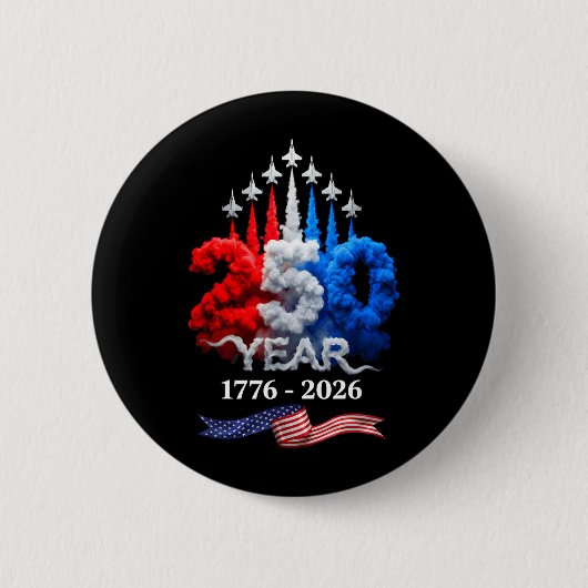 アメリカ独立250周年 1776 2026 250歳の誕生日 7月4日 缶バッジ (正面)