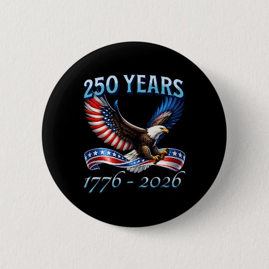 アメリカ独立250周年 1776-2026 7月4日 缶バッジ (正面)
