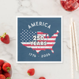 アメリカ独立250周年 1776–2026 USAマップフラグ愛国的な スタンダードランチョンナプキン