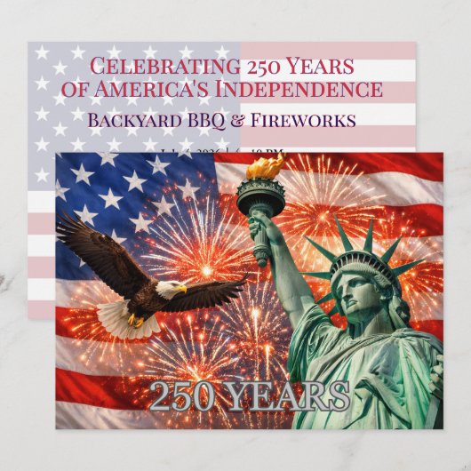 アメリカ独立250周年 7月4日自由の鷲の花火USA 招待状 (正面/裏面)
