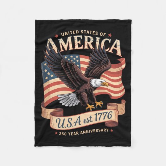 アメリカ独立250周年 7月4日 アメリカ国旗 フリースブランケット (正面)