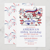 アメリカ独立250周年 7月4日 バーベキュー&花火 招待状 (正面/裏面)