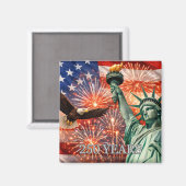 アメリカ独立250周年 7月4日 自由の鷲 花火 USA マグネット (正面/裏面)