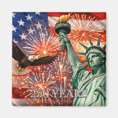 アメリカ独立250周年 7月4日 自由の鷲 花火 USA マグネット (正面)