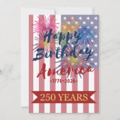 アメリカ独立250周年 7月4日 誕生日おめでとう USA 招待状 (正面)
