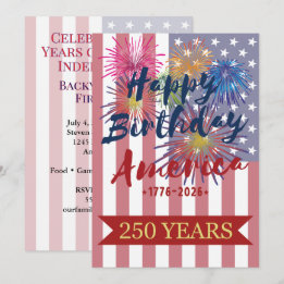 アメリカ独立250周年 7月4日 誕生日おめでとう USA 招待状