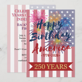 アメリカ独立250周年 7月4日 誕生日おめでとう USA 招待状