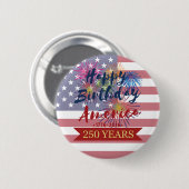 アメリカ独立250周年 7月4日 誕生日おめでとう USA 缶バッジ (正面&裏面)