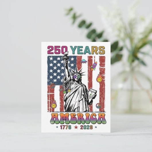 アメリカ独立250周年 7月4日 2026 愛国主義セミクイロットデザイン ポストカード (スタンド正面)