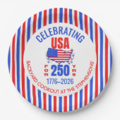 アメリカ独立250周年 BBQ クックアウト 7月4日 ペーパープレート (正面)
