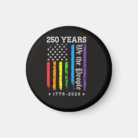 アメリカ独立250周年+LGBTプロ マグネット (正面)