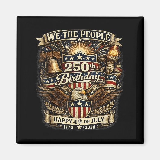 アメリカ独立250周年 USA国旗 4th マグネット (正面)
