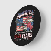 アメリカ独立250年フラワーフラッグ ラウンド壁時計 (傾斜)
