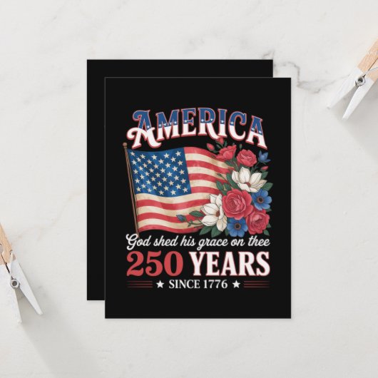 アメリカ独立250年フラワーフラッグ 招待状 (正面/裏面インサイチュ)