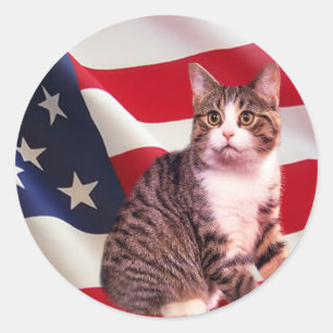 アメリカ猫のステッカーすべてに ラウンドシール