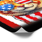 アメリカ猫 星条旗 愛国的な猫 7月4日 ポスター (角)