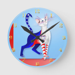 アメリカ猫Wallclock ラウンド壁時計
