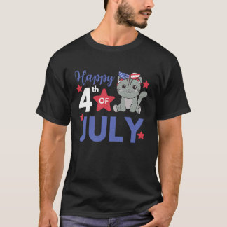 アメリカ生まれのかわいい猫 アメリカ独立記念日 6 Tシャツ