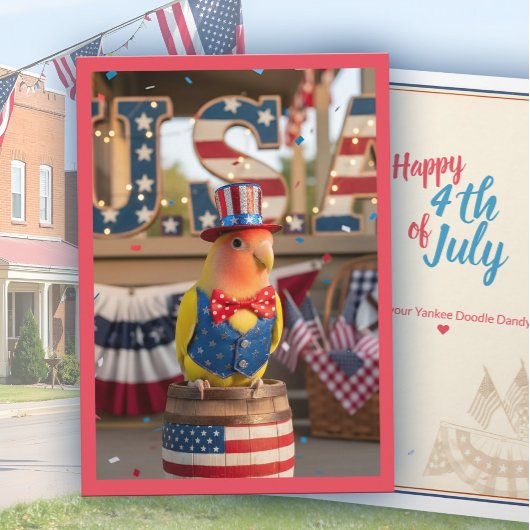 アメリカ生まれのラブバード 7月4日 愛国 カード